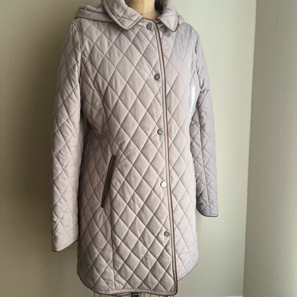 Lauren Ralph Lauren Women's Quilted Utility Jacket in Soft Beige with hood